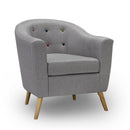 Hudson Grey Tub Chair With Colored Button by Lavishway | Bedroom Chairs-34009