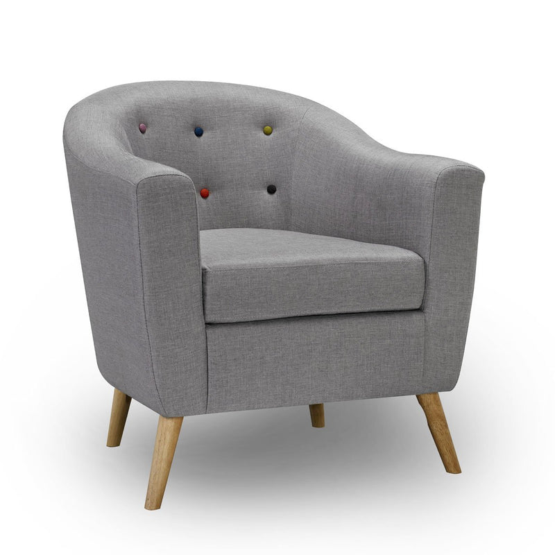 Hudson Grey Tub Chair With Colored Button by Lavishway | Bedroom Chairs-34009