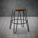 Ikon Oak Top Bar Stool With Black Metal Legs by Lavishway | Bar Stools-37841