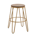 Ikon Oak Top Bar Stool With Gold Metal Legs by Lavishway | Bar Stools-37770