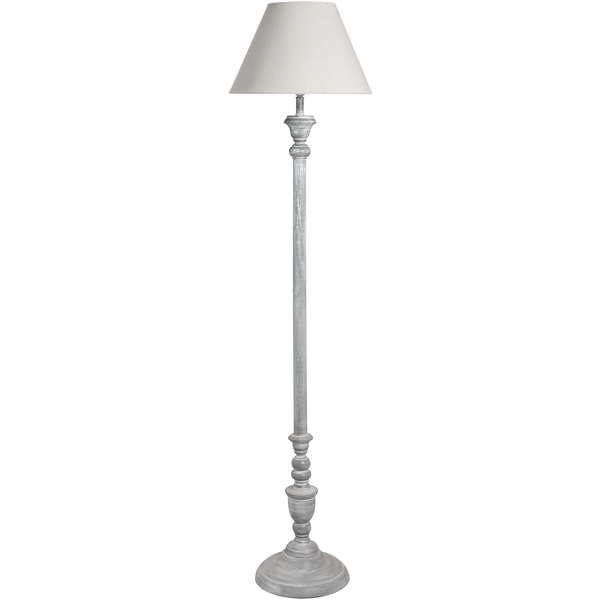 Ithaca Wooden Floor Lamp with Linen Shade by Lavishway | Floor Lamps-39755