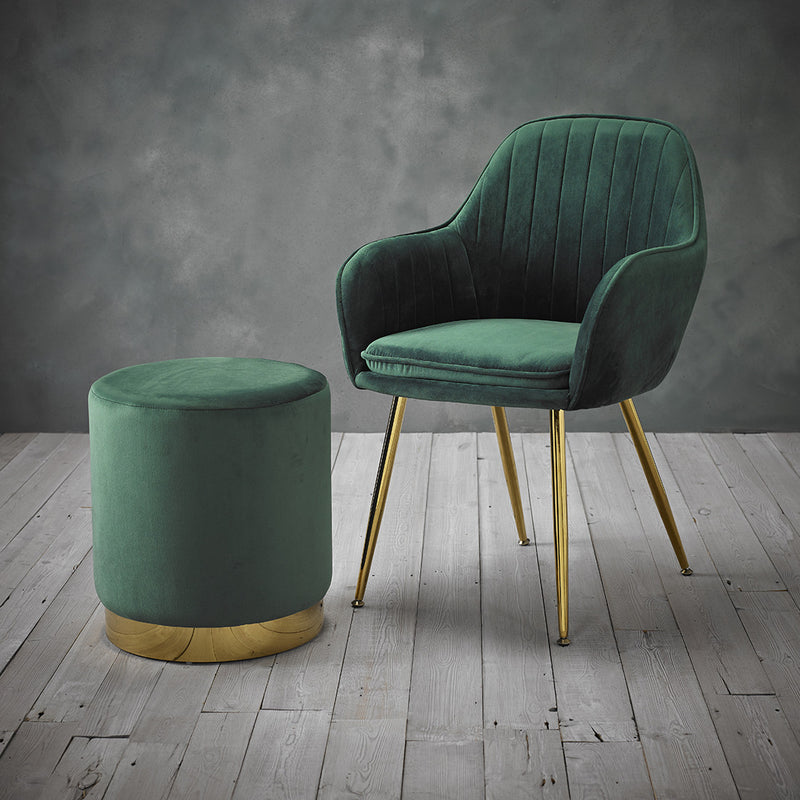 Lara Upholstered Velvet Gold Effect Stool by Lavishway | Stools & Pouffes-37859