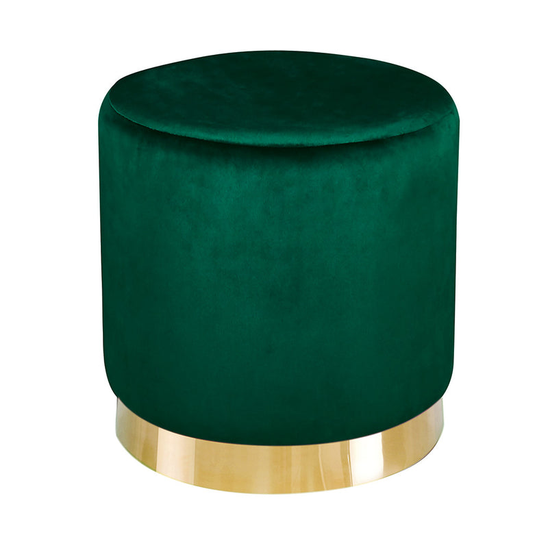 Lara Upholstered Velvet Gold Effect Stool by Lavishway | Stools & Pouffes-37862