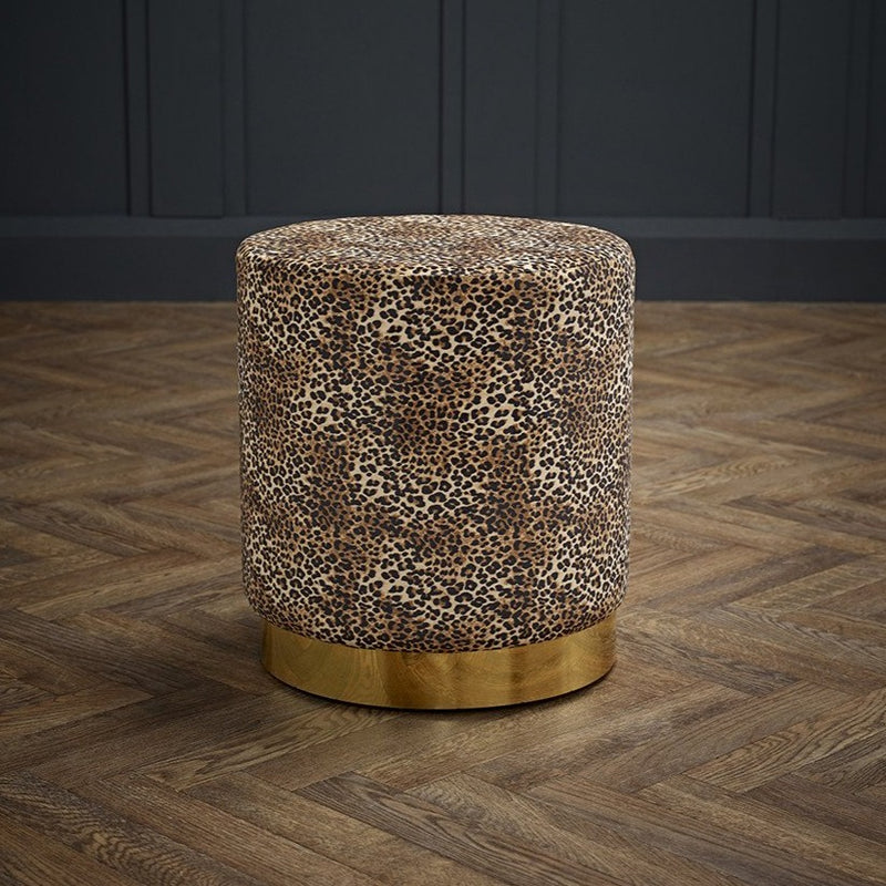 Lara Upholstered Velvet Gold Effect Stool by Lavishway | Stools & Pouffes-37867