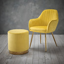 Lara Upholstered Velvet Gold Effect Stool by Lavishway | Stools & Pouffes-37861