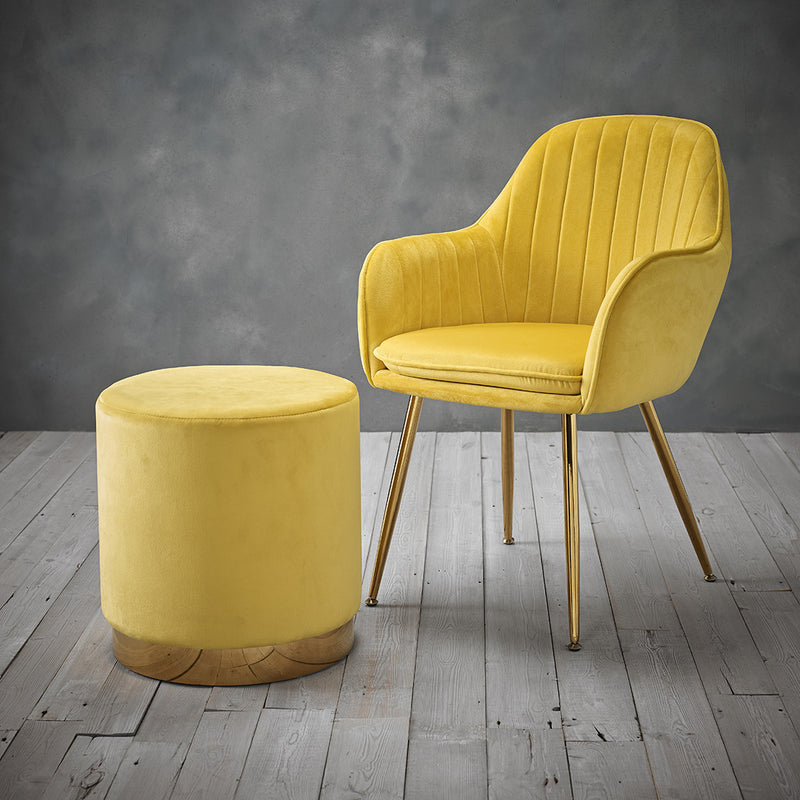 Lara Upholstered Velvet Gold Effect Stool by Lavishway | Stools & Pouffes-37861
