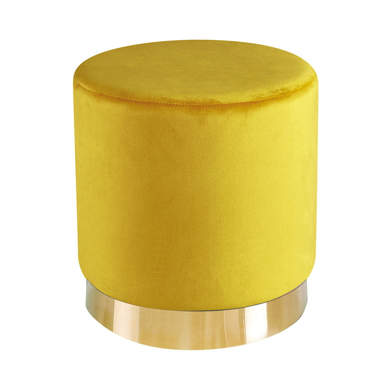 Lara Upholstered Velvet Gold Effect Stool by Lavishway | Stools & Pouffes-37863