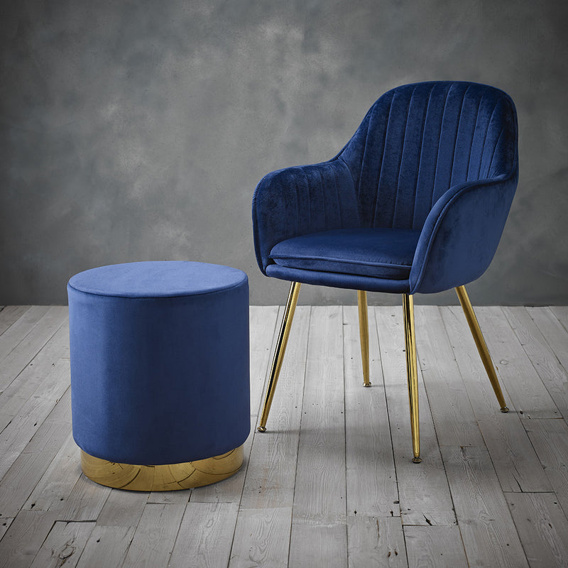 Lara Upholstered Velvet Gold Effect Stool by Lavishway | Stools & Pouffes-37860