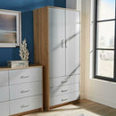 2 Doors 3 Drawers Grey Wardrobe by Lavishway | Wardrobe-43498