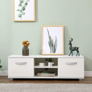 2 Doors 2 Open Shelves White Wide TV Unit by Lavishway | TV Units Cabinets-43046
