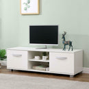 2 Doors 2 Open Shelves White Wide TV Unit by Lavishway | TV Units Cabinets-43045