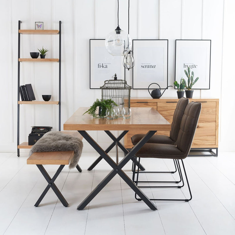 Swellegant Industrial Oak Finish Dining Bench by Lavishway | Dining Benches-32411