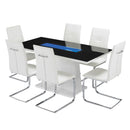 Matrix Blue LED Light White Dining Table by Lavishway | Dining Tables-38012