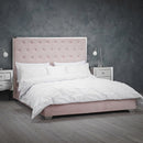 Meribel Velvet Pink Upholstered Double Bed by Lavishway | Velvet Bed-37824