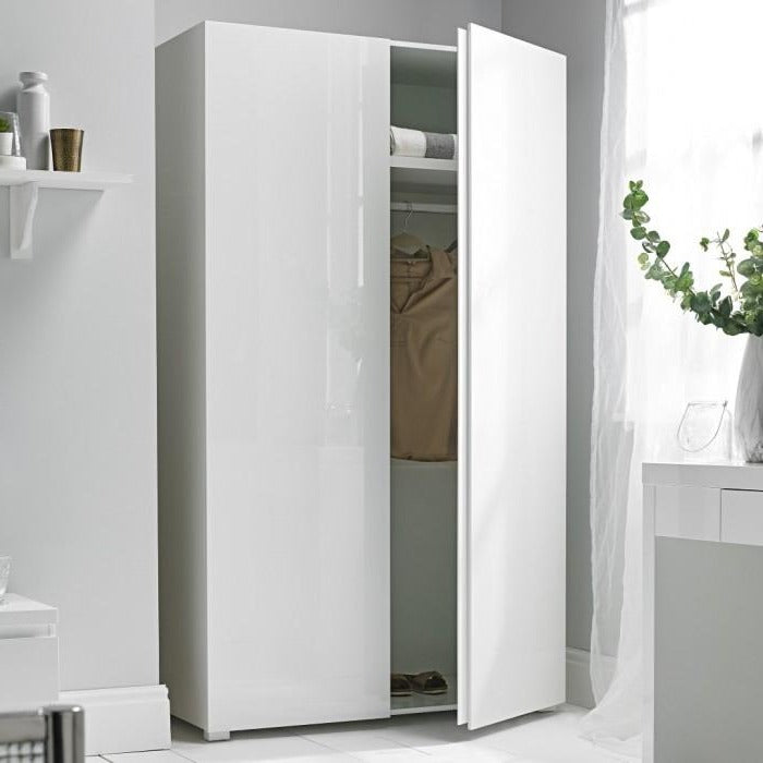 Puro Modern 2 Doors White Wardrobe by Lavishway | Wardrobe-34147