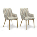 Chenille Stripe Sidcup Dining Chair Set of 2 by Lavishway | Dining Chairs-37542