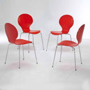Ibiza Metal Legs Red Dining Chair Set of 4 by Lavishway | Dining Chairs-33999