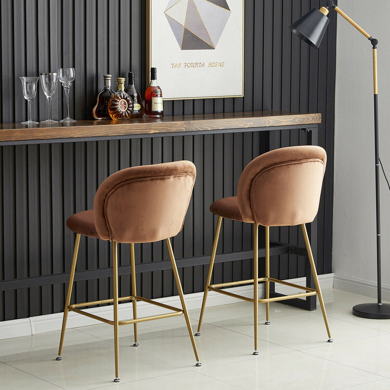 Velvet Breakfast Bar Chair With Metal Base by Lavishway | Dining Table Set-43089