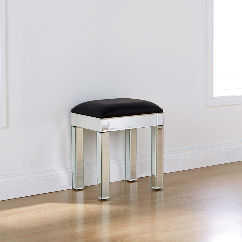 Mirrored Glass Dressing Table Stool by Lavishway | Dressing Table Stools-43519