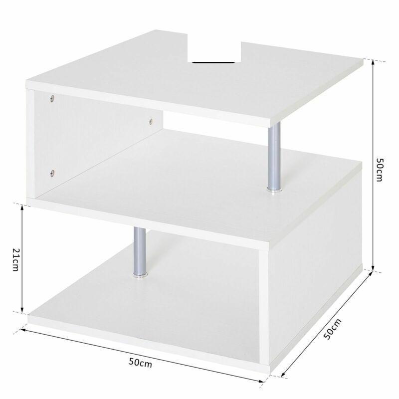 White 2-tier shelves Coffee & End Side Table by Lavishway | Side Tables-38514