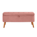 Button Tufted Velvet Storage Bench in Pink by Lavishway | Benches & Storage Benches-39394