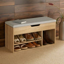 Oak Wooden Shoe Storage Cabinet With Seating by Lavishway | Shoe Cabinets-39011