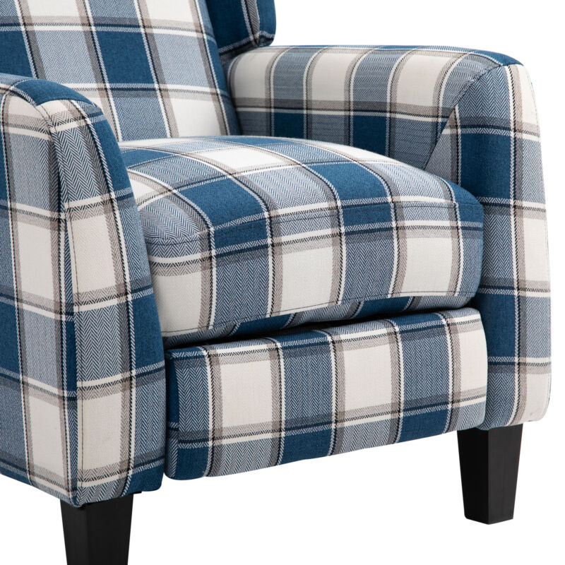 Plaid Upholstered Reclining Armchair by Lavishway | Recliner Armchairs-43614