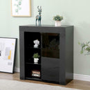 Black 1 Glass Door 6 Shelves Sideboard by Lavishway | Sideboards-43170