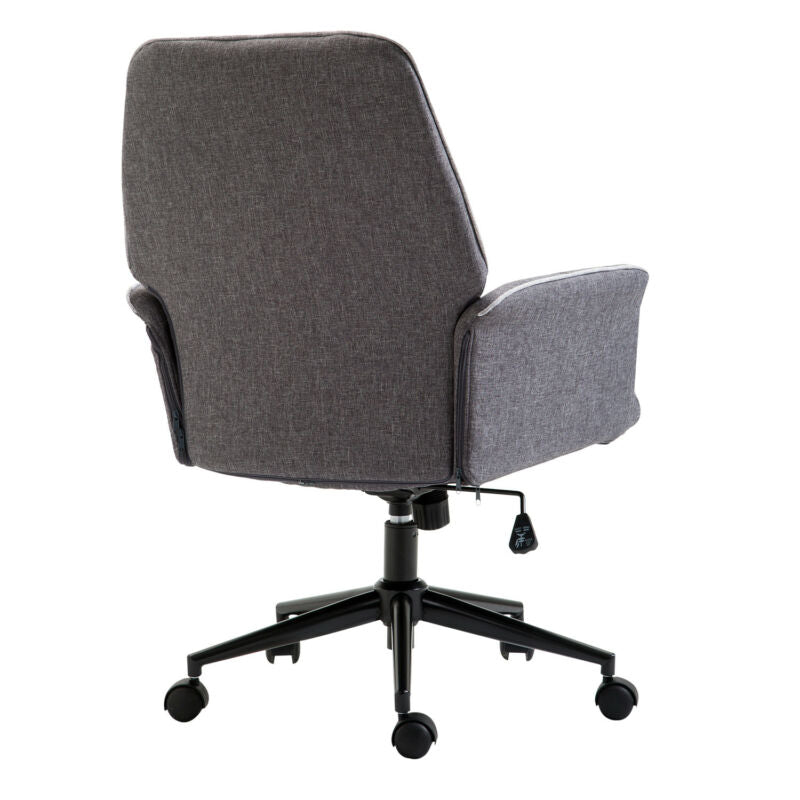 Tilt Linen Mid Back Office Chair in Grey by Lavishway | Fabric Chairs-42573