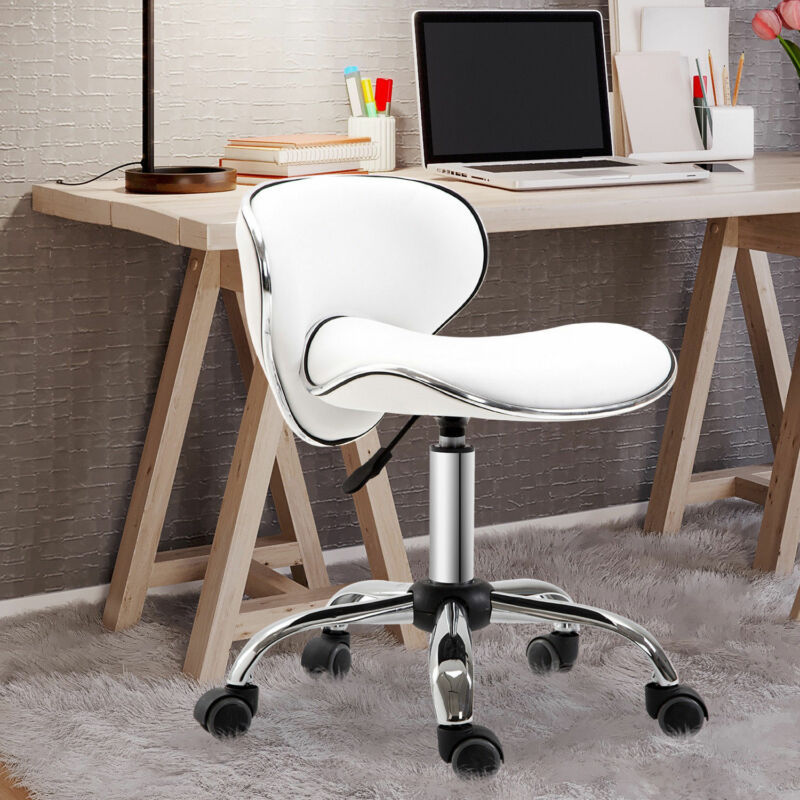 Technician Faux White Adjustable Office Chair by Lavishway | Dressing Table Chairs-42650