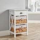 Basket Style Wooden White Chest of Drawers by Lavishway | Chest Of Drawers-43451