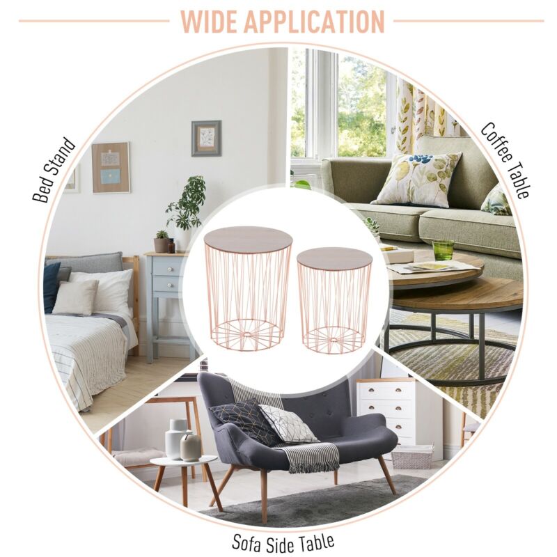 Set of 2 Rose Gold Metal Side Tables by Lavishway | Side Tables-38644