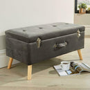 Pouffe Seat Velvet Storage Bench in Grey by Lavishway | Benches & Storage Benches-38575