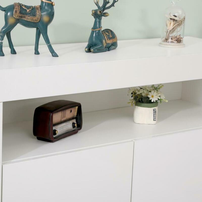 White High Gloss 2 Glass Doors Sideboard by Lavishway | Sideboards-39323