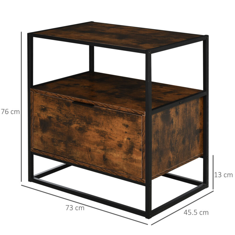 Industrial Style Retro Side Table with Drawer by Lavishway | Side Tables-42492