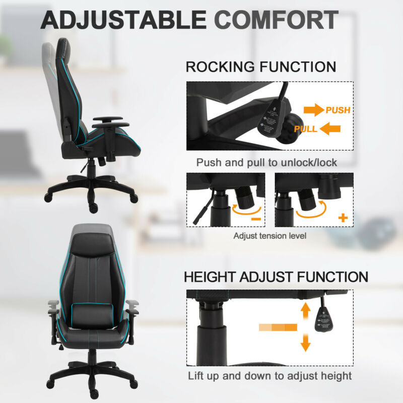 Black Office Recliner With Pillow Chair by Lavishway | Gaming Chairs-43664