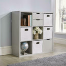 Grey Wooden 9 Shelves Bookcase Display Unit by Lavishway | Book Shelves and Cabinets-39149