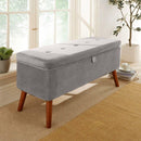 Velvet Storage Bench in Light Grey by Lavishway | Benches & Storage Benches-39401