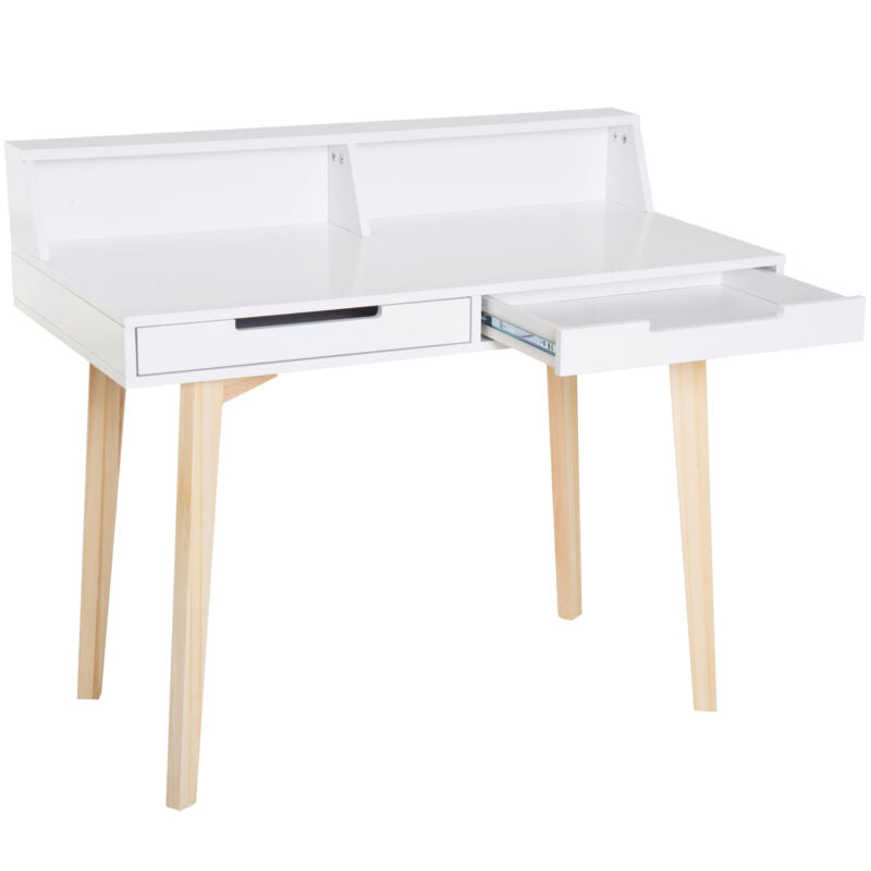 Study Table with Solid Wood Legs in White by Lavishway | Reclaimed Wood Desks-39172