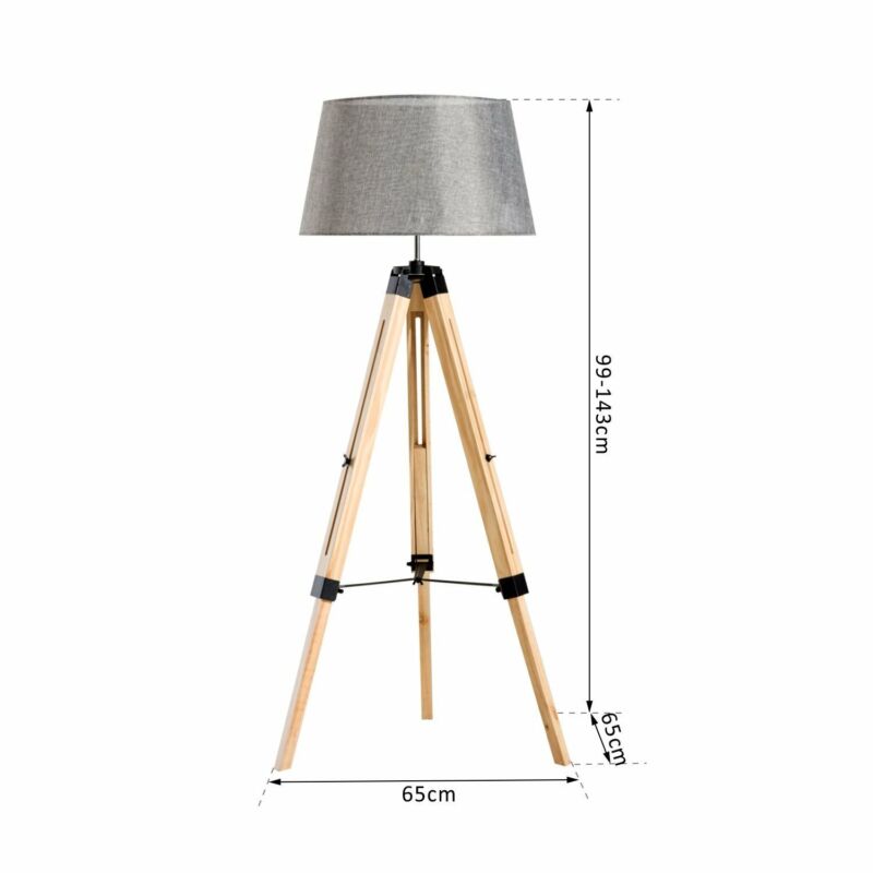 Classic Wooden Tripod Adjustable Floor Lamp by Lavishway | Floor Lamps-42487