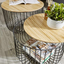 Wooden Top End Table with Metal Frame in Pair by Lavishway | Side Tables-43225