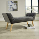 Velvet Grey Upholstered Fabric Bench by Lavishway | Benches & Storage Benches-38502