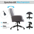 Tilt Linen Mid Back Office Chair in Grey by Lavishway | Fabric Chairs-42574