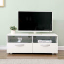 Gloss Front 100cm Wide TV Stand in White by Lavishway | TV Units Cabinets-43037