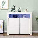 White High Gloss 2 Glass Doors Sideboard by Lavishway | Sideboards-39316