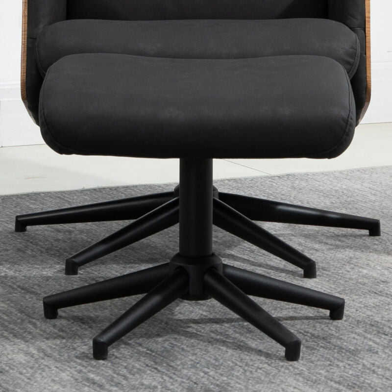 Faux Leather Armchair with Footrest - Black by Lavishway | Recliner Armchairs-43650