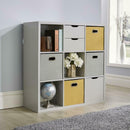 Grey Wooden 9 Shelves Bookcase Display Unit by Lavishway | Book Shelves and Cabinets-39151