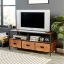 Black Frame Solid Wood 3 Drawer TV Cabinet by Lavishway | TV Units Cabinets-39369