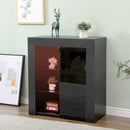 Black 1 Glass Door 6 Shelves Sideboard by Lavishway | Sideboards-43169