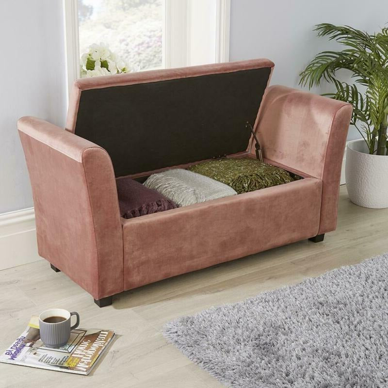 Buttoned Velvet Storage Bench - Pink by Lavishway | Benches & Storage Benches-43545